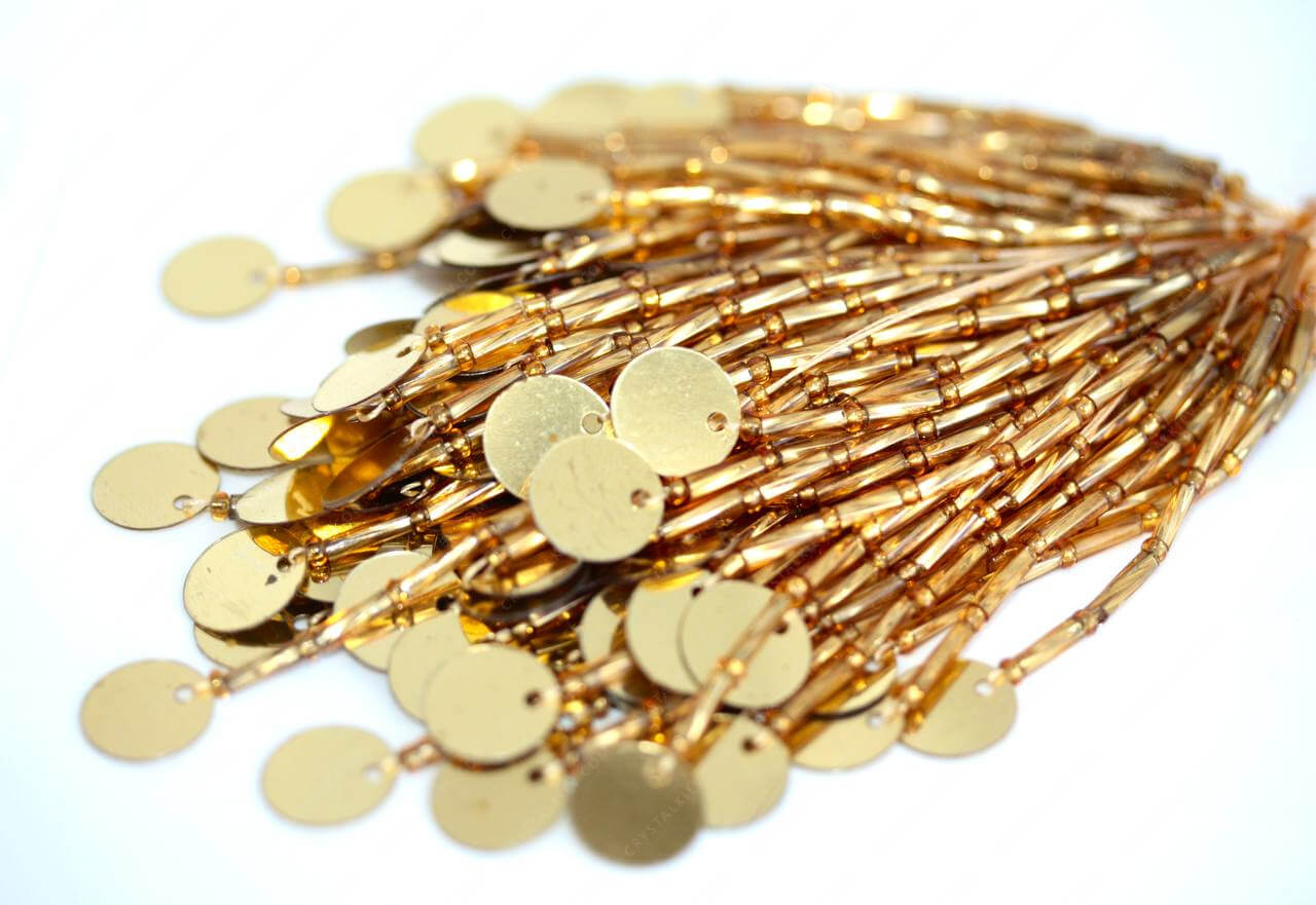 Пучки стекляруса Gold + Gold паєтка 1 см